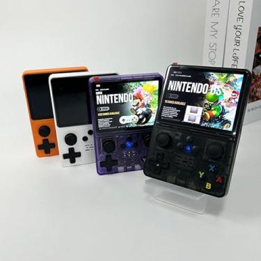 Imagem de Console de jogos portátil retrô, console de videogame R35S de código aberto, sistema Linux, tela IPS de 3,5 polegadas, reprodutor de vídeo de bolso portátil com cartão TF 64G / 128G / 316 (Color : Bl