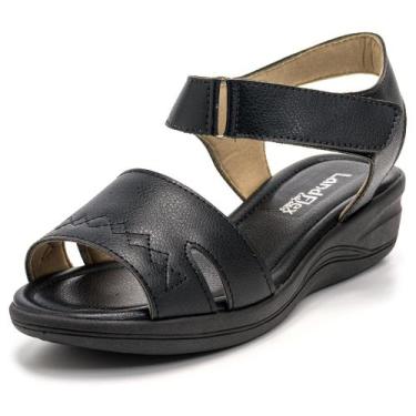 Imagem de Sandália Ortopédica Feminina Salto Anabela - Floratine, Preto, 37