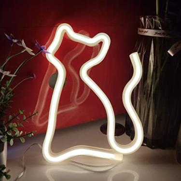 Imagem de JYWJ Letreiro De Neon Com Gato Jywj, Luz Alimentada Por Usb Ou 3 Pilhas Aa, Decoração Mesa Led, Parede Quarto, Presente Aniversário, Artigos Casamento, Corporativo (Quente)