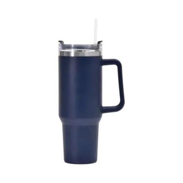 Imagem de Garrafa Térmica De Aço Inoxidável De 40oz Com Alça, Tampa, Canudo, Cop