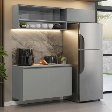 Imagem de Armário de Cozinha Compacta Suspenso 200cm Cinza Nice Madesa XA08