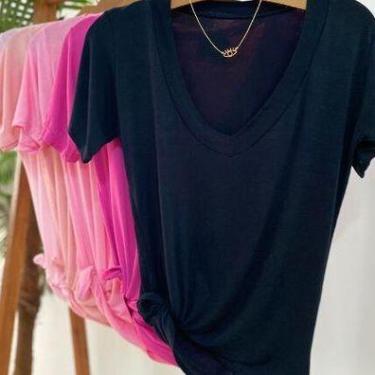 Imagem de Tshit podrinha manga curta feminina - Filó Modas, p, Laranja