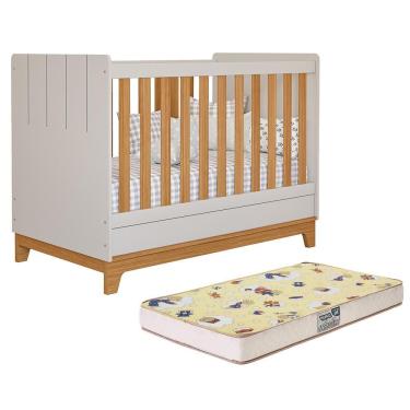 Imagem de Berço Multifuncional Mini Cama Biscoito em MDF com Colchão Supreme Off White
