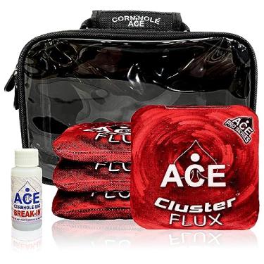 Imagem de Cluster Flux | Vermelho | Kit ACE Pro: 4 Pro Bags + Kit de Break-in + Estojo de Transporte | Sacos Profissionais Cornhole Dual Sided Slick Stick para todos os climas