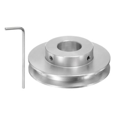 Imagem de HARFINGTON Polia de ranhura única 15 mm furo fixo 60 mm diâmetro externo liga de alumínio com chave hexagonal para máquina de perfuração correia redonda PU de 6 mm