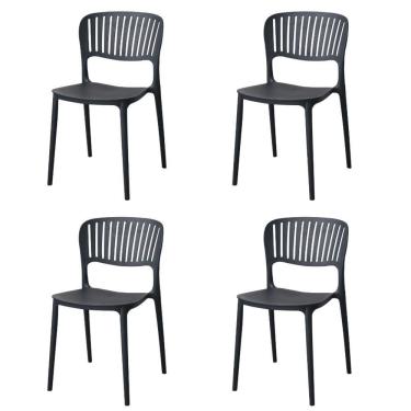 Imagem de Kit 4 Cadeiras Empilhável Inmetro Havana Fratini Polipropileno Preto Suporta 182kg