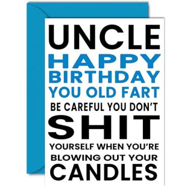 Imagem de Stuff4 Cartões de aniversário engraçados para tio - You Old Fart - Cartão de aniversário de piada rude para tio de sobrinho sobrinho, humor 30º 40º 50º 60º aniversário 70 cartões comemorativos A5