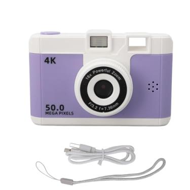 Imagem de 50mp 1080p Câmera digital traseira traseira de dupla câmera pequena com câmera pequena com bateria de 800 mAh de 8x de zoom digital de 2,4 polegadas para fotografia de viagem Uso (Roxo)