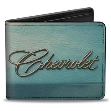 Imagem de Buckle-Down Carteira Chevy, Bifold, Painel Lateral Chevrolet Script Blues Silvers, Couro Vegano