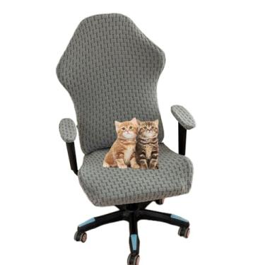 Imagem de Kitegrese Capa de cadeira de jogos capa elástica para cadeira de computador resistente ao desgaste lavável, para poltrona cadeira de computador de jogo (cinza escuro)