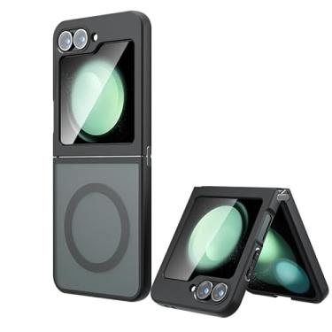 Imagem de Capa compatível com Samsung Galaxy Z Flip 6, compatível com Samsung SM-F741U1 Galaxy Z Flip6 5G / SM-F741A SM-F741T Capa para celular magnética integrada antichoque preta