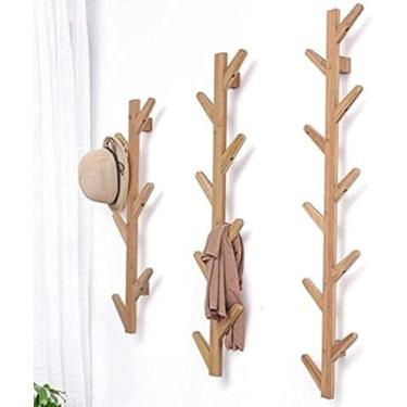 Imagem de Cabide Montado Na Parede Gancho De Madeira Maciça Em Forma De árvore Decoração De Quarto De Sala De Estar, Tipo De Suspensão, Wood Color, 78x22x7cm