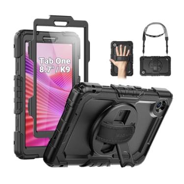 Imagem de SEYMAC Capa para Lenovo Tab One 22.1 cm/ K9 TB305FU (2025), capa protetora resistente à prova de choque com protetor de tela, suporte, alça de mão/ombro e suporte para caneta, preta