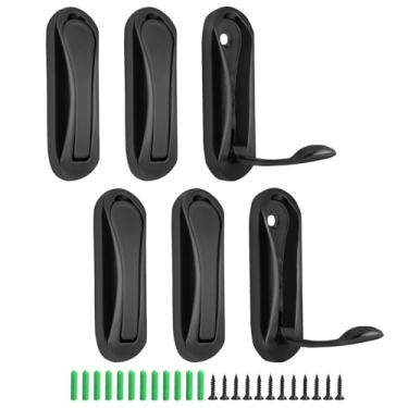 Imagem de HhdvdyWgd 6 ganchos de parede dobráveis, ganchos resistentes para pendurar casacos, cachecóis, chapéus, roupões de banho, chaves, bolsas – retráteis, economia de espaço e decorativos (preto)