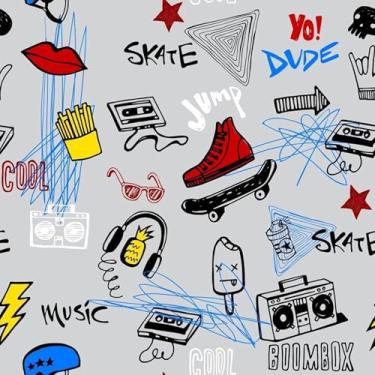 Imagem de Papel De Parede Adesivo Infantil Jovem Adolescente Tênis 5m