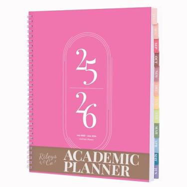 Imagem de Rileys Academic Planner 2025-2026, Daily, Weekly & Monthly Planner, July 2025 - June 2026, Student Notes Pages, Twin-Wire Binding, Weekly Agenda for School & Work (8.5 x 11-Inches, Pink)