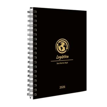 Imagem de Agenda 2026 Planner Semanal Personalizada Profissões Preto Ouro Logística