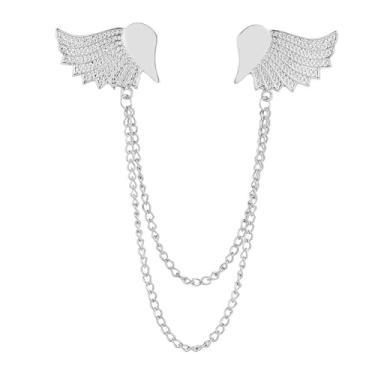 Imagem de Broche de corrente de pendurar com asa de ângulo vintage para homens e mulheres moda elegante prata/borla banhada a ouro alfinetes de lapela para terno gravata acessórios de vestido de festa de férias