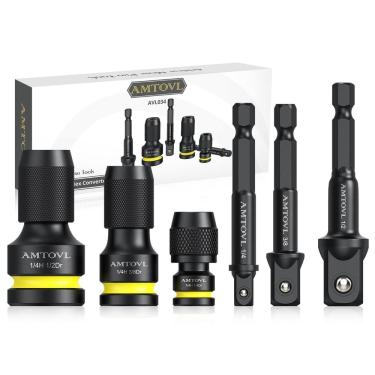 Imagem de Conjunto de adaptadores de bits AMTOVL Impact 1/4 Hex Converter com soquete
