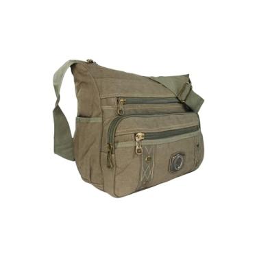 Imagem de Bolsa Carteiro de Lona com Alça Transversal Ajustável Tamanho Grande (Verde)