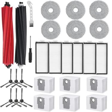 Imagem de Kit de substituição de 28 peças de acessórios para Roborock Qrevo Master, Qrevo Slim Robot Aspirador e esfregão, 2 escovas principais, 6 escovas laterais, 6 filtros, 6 sacos de pó, 6 panos de esfregão
