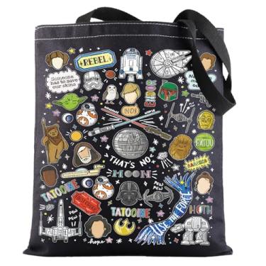Imagem de G2TUP Bolsa de ombro Star Movie Canvas Princess Leia Fans Gift That's No Moon Death Star Bolsa de ombro Darth Vader Merch, That No Moon Bl Tg