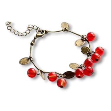 Imagem de Pulseira Cerejinhas, Bronze Antigo, Bijuteria com Contas Imitando Cereja
