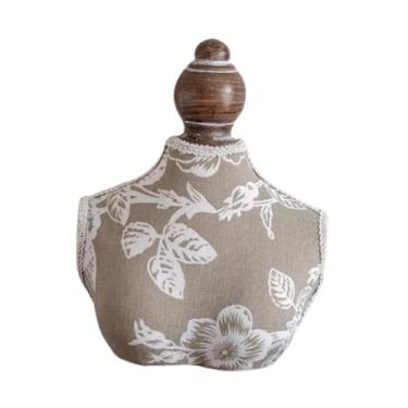 Imagem de UGPLM Expositor de joias, busto, manequim, modelo, colar, suporte, organizador para vendedores, quarto, natal, negócios, loja, 18x22cm com Flor