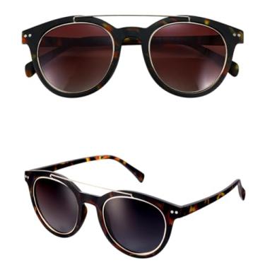 Imagem de VFDHN Óculos de sol polarizados redondos com ponte dupla, masculino, revestimento espelhado, proteção UV400 para dirigir ao ar livre (02 DEMI)