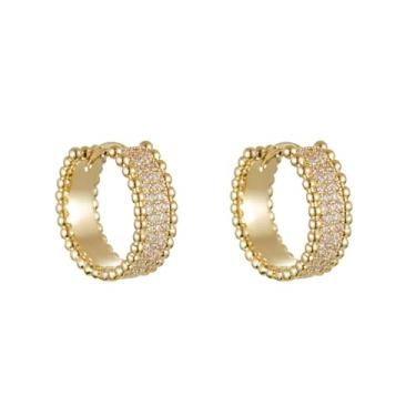 Imagem de Kokoma Brincos de argola pequenos de cristal delicado para mulheres, pinos de prata esterlina, banhados a ouro 18K, redondo, articulado, cartilagem, argolas, joias modernas