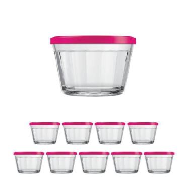 Imagem de 9 Tigela Vidro Americano Tampa Plastica Sortida 150ml Nadir - NADIR FI