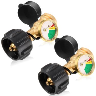 Imagem de Tandefio Indicador de nível de tanque de propano, detector de vazamento, medidor de pressão de gás, tanque de propano universal QCC1 com tampa contra poeira e conexão Pol para churrasqueiras de 2,3 a