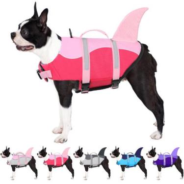 Imagem de Colete salva-vidas para cães AOFITEE Shark Ripstop com flutuabilidade 