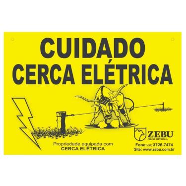 Imagem de Placa Cuidado Cerca Elétrica Zebu (10un) 40150