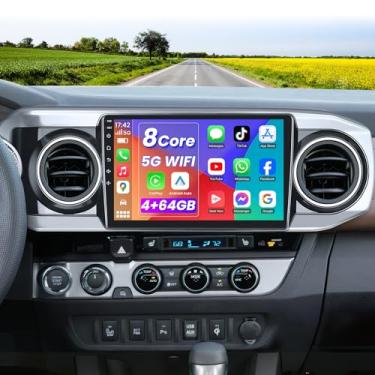 Imagem de [8 núcleos + 64 GB de ROM] Rádio automotivo para Toyota Tacoma 2016-2021, tela sensível ao toque de 10 polegadas 1280 x 800, unidade de cabeça Android 13, estéreo automotivo com CarPlay sem fio e