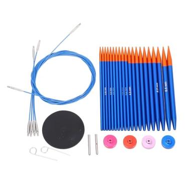 Imagem de LiebeWH Conjunto de Agulhas de tricô Circular de Ouro Azul-ouro, Agulhas de 3,0-6,5 Mm de Ponta Dupla Com Cabos para tricô Doméstico