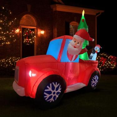 Imagem de Decoração Natal Inflável Gigante Papai Noel Carro + Pinguim + Árvore 2