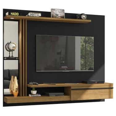Imagem de Painel para TV Espelhado Denver Preto Fosco com Cinamomo - Móveis Bechara