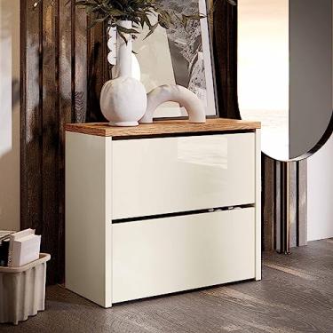 Imagem de Sapateira Articulada Com 2 Portas Organizadora Decoração Hall de Entrada Quarto Mel - Off White/Freijó