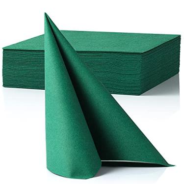 Imagem de MORGIANA 50 guardanapos descartáveis de papel verde escuro, jantar de linho resistente de Natal, guardanapos verdes grandes para casamento, dia de São Patrício