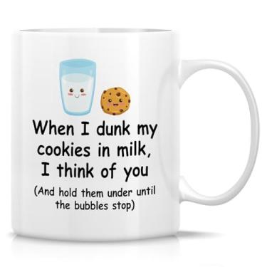 Imagem de Retreez Caneca engraçada – Caneca Dunk My Cookies in Milk I Think of You – Copo de café de cerâmica de 325 ml – Presente hilário para amantes de biscoitos, molho de leite, namorado, namorada, dia dos