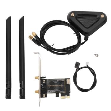Imagem de PCIE WIFI 6E CARTA 6000 Mbps Adaptador de rede sem fio de alta velocidade com Bluetooth 5.2 Antenas duplas de 8dB para streaming de jogos 10 11 Linux OpenWrt (com base de antena destacável)