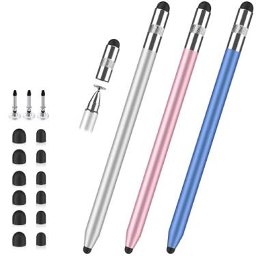 Imagem de Caneta Stylus para tela sensível ao toque, caneta stylus de disco de borracha 3 em 1, alta sensibilidade e precisão, caneta Stylus universal compatível com iPad, iPhone, Android, Kindle, todos os