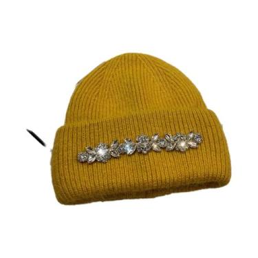 Imagem de Chapéu de Inverno Feminino com Pele de Coelho - Gorro de Malha Quente,