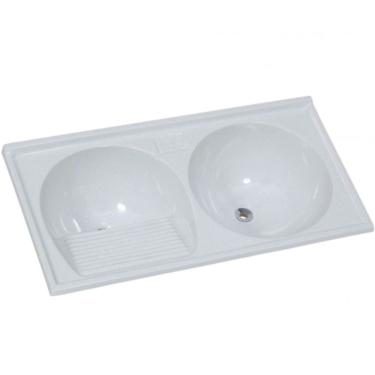 Imagem de Tanque de Mármore Sintético Duplo N°1 com 100x52cm Branco Pedra Clara - 507407 - A.J.RORATO