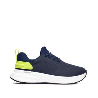 Imagem de Tênis Infantil Molekinho Napa Cadarço Elástico Marinho/Verde, Marinho,