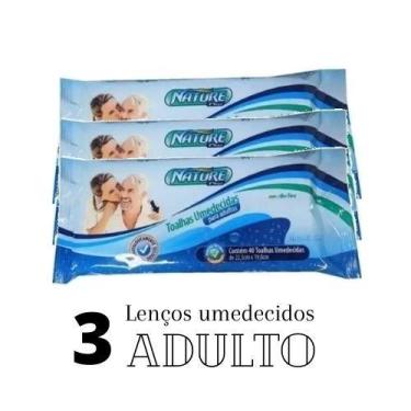 Imagem de Lenços Kit 3 Toalhas Umedecidas para Adulto 40 unidades - Nature - Nat