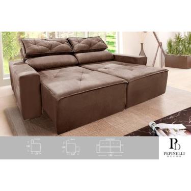 Imagem de Sofá Reclinável Retrátil 1,80M Cor:Marrom - PEPINELLI DECOR