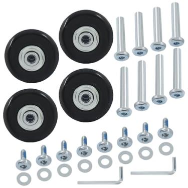 Imagem de Cionyce Rodas de substituição de bagagem de 50 x 18 mm - Rodízio giratório de borracha com rolamentos de esferas para reparo de malas, kit de substituição de roda de viagem resistente (pacote com 4)