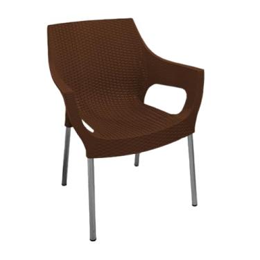 Imagem de POLTRONA RATTAN COFFEE, EM RESINA DE POLIPROPILENO, COM PÉS EM TUBO REDONDO DE ALUMÍNIO, COM SAPATAS ANTIDERRAPANTES, SUPORTA 120 KG, PARA ÁREA INTERNA E EXTERNA, PRODUTO EMPILHAVEL
